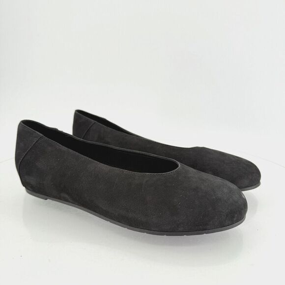 Eileen Fisher Womens Una Hidden Wedge Ballet Flats Size 8 Black Suede Round Toe - Picture 1 of 15